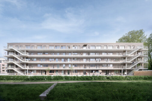 Geförderter Wohnungsbau Bahrfeldtstraße in Berlin-Stralau für die HOWOGE mit Holzhybrid-Fassade von ZOOMARCHITEKTEN Berlin